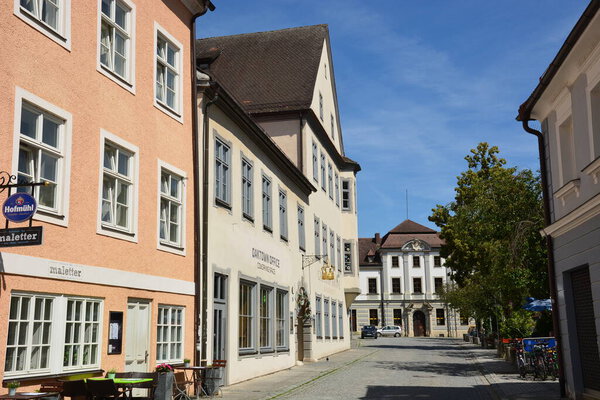 Eichsttt, Germany 07.10.2021: Historical buildings in the town of Eichsttt, region Bavaria, Germany