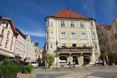 Eichsttt, Almanya 07.10.2021: Almanya 'nın Bavyera bölgesindeki Eichsttt kasabasında tarihi binalar