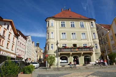 Eichsttt, Almanya 07.10.2021: Almanya 'nın Bavyera bölgesindeki Eichsttt kasabasında tarihi binalar