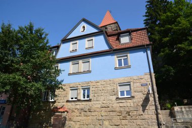 Kronach, Almanya 07.18.2021: Almanya 'nın Yukarı Franconia bölgesinde Kronach, Bavyera' da bulunan tarihi binalar