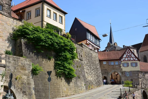 Kronach Niemcy 2021 Atrakcyjne Zabytkowe Budynki Mieście Kronach Bawaria Region — Zdjęcie stockowe