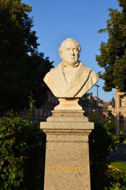 Bamberg, Almanya 07.21.2021: Johann Lukas Schnlein 'in Baskını (1793-1864), Bamberg doğumlu Alman doğa bilimci ve tıp profesörü.
