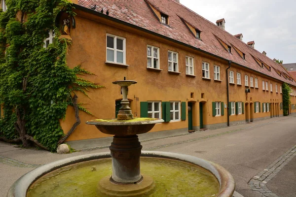 Augsburg Bavorsko Švábsko Německo 2021 Pohled Historické Čtvrti Fuggerei První — Stock fotografie