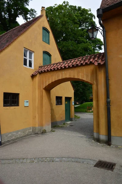 Аугсбург Баварія Регіон Швабія Німеччина 2021 Вид Історичному Fuggerei Перший — стокове фото