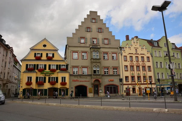 Regensburg Bajorország Németország 2021 Vonzó Történelmi Épületek Regensburg Városában Bajorországban — Stock Fotó