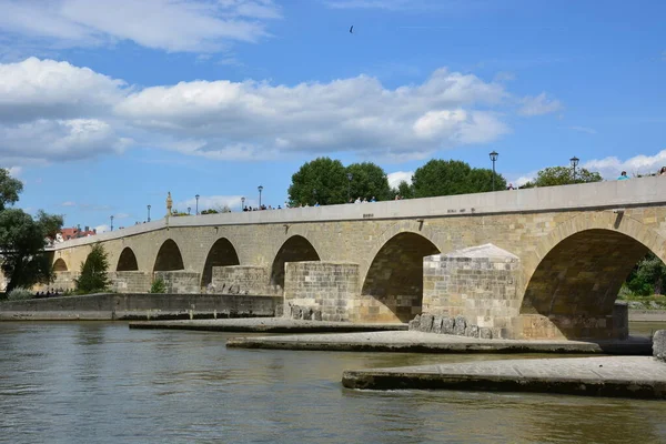 Regensburg Bavaria Duitsland 2021 Historische Stenen Brug Regensburg — Stockfoto