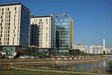 Astana (Nur-Sultan), Kazakistan 'ın başkenti Astana' daki modern binalar (Nur-Sultan)