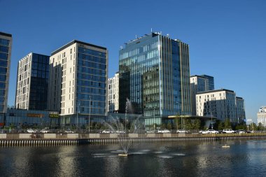 Astana (Nur-Sultan), Kazakistan 'ın başkenti Astana' daki modern binalar (Nur-Sultan)