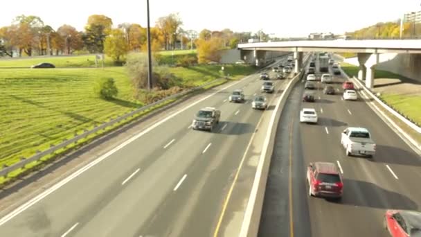 Engarrafamento Gardiner Expy Cima Filmagem Ponte Toronto Canadá — Vídeo de Stock