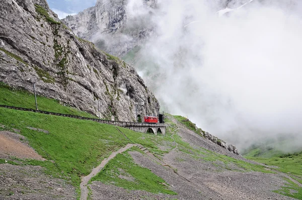 Railway to the top of Pilatus mountain. — Stock Photo, Image