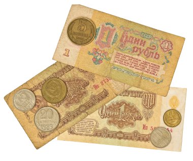 eski Sovyet ruble ve copeks.
