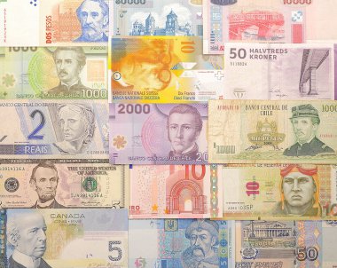 farklı ülkelerden banknotlar.