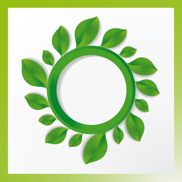 Green circle with leaves on it. — Stock Vector