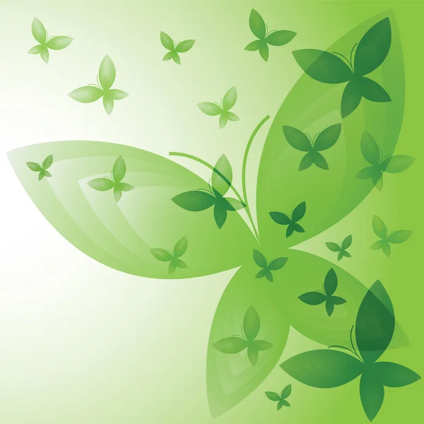 Background with the green butterflies. — Stock Vector