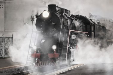 Retro steam train. clipart
