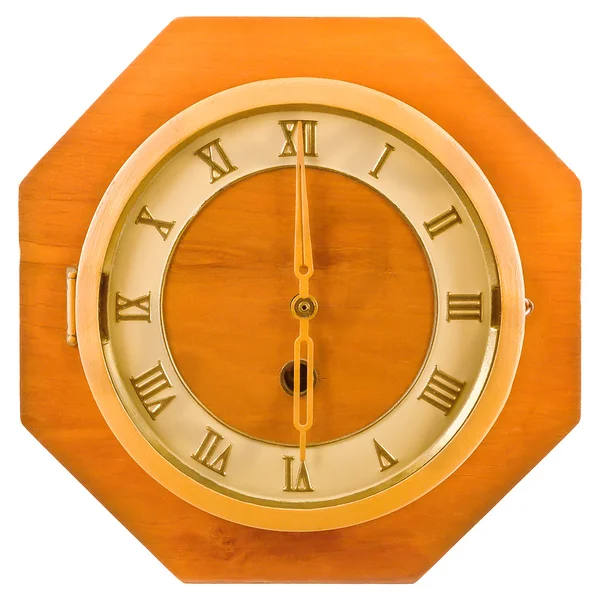 Wall wood retro clock. — Stock Photo, Image