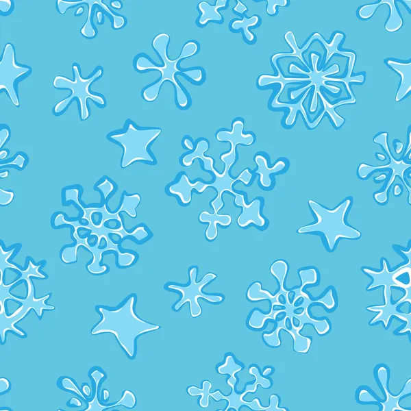 Weihnachten Schneeflocken Auf Blauem Hintergrund Nahtloser Hintergrund Vektorillustration — Stockvektor