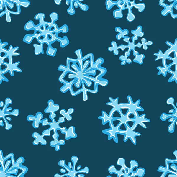 Vánoční Vločky Modrém Pozadí Bezproblémové Pozadí Vektorová Ilustrace — Stockový vektor