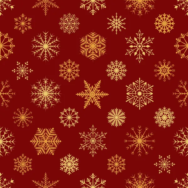 Christmas Snowflakes Red Background Seamless Background Vector Illustration — Stock Vector