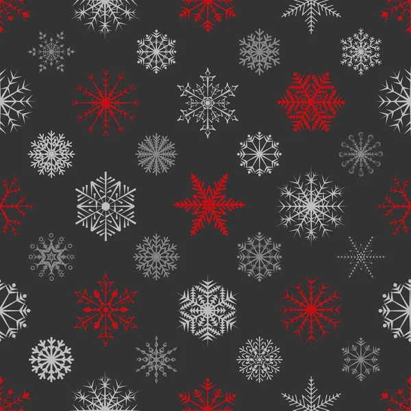 Christmas Snowflakes Gray Background Seamless Background Vector Illustration — Stock Vector