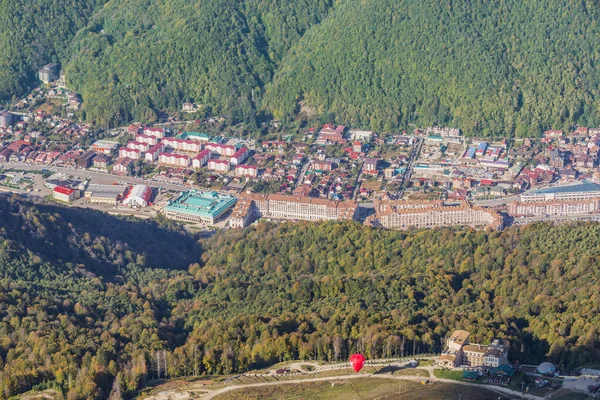 Krasnaya Polyana Russia October 2019 Autumn Aerial View Mountain Ski — Stockfoto