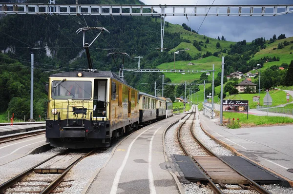 Montbovon Suisse Juillet 2012 Train Chocolaté Tient Près Quai Près — Photo