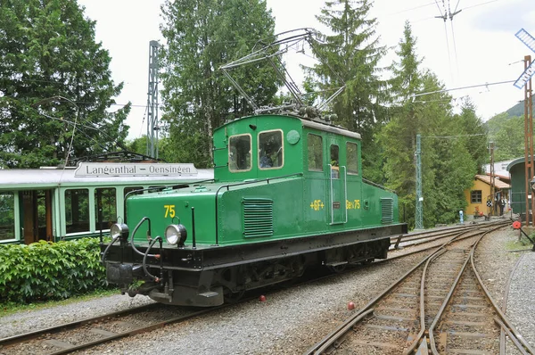 Chamby Suíça Julho 2012 Locomotiva Elétrica Retro Território Museu Ferroviário — Fotografia de Stock