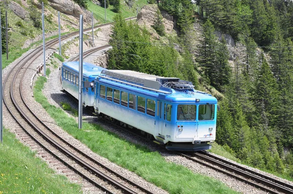 Rigi Kulm Switzerland June 2010 Passenger Retro Railway Car Platform — 图库照片