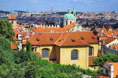 Tarihi şehir bölgesinin hava manzarası. Prag.