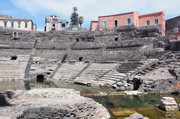 Ρωμαϊκό Θέατρο Στο Κέντρο Της Πόλης Κατάνια Σικελία Ιταλία — Φωτογραφία Αρχείου