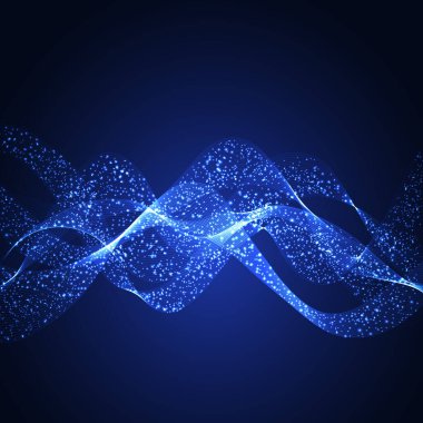 Mavi eğri çizgileri olan renkli bir arkaplan. Vektör illüstrasyonu.