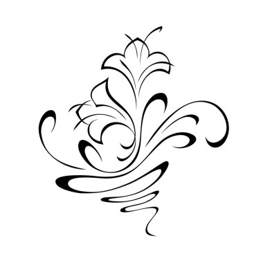 Şekillendirilmiş çiçekleri ve bukleleri olan dekoratif soyut bir element. grafik dekor