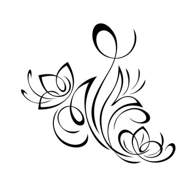 Şekillendirilmiş çiçekler ve vignetteler ile dekoratif elementler. grafik dekor