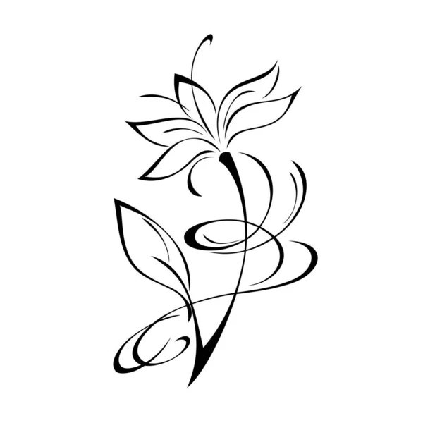 Rameau Stylisé Avec Une Fleur Fleurs Une Feuille Des Boucles — Image vectorielle