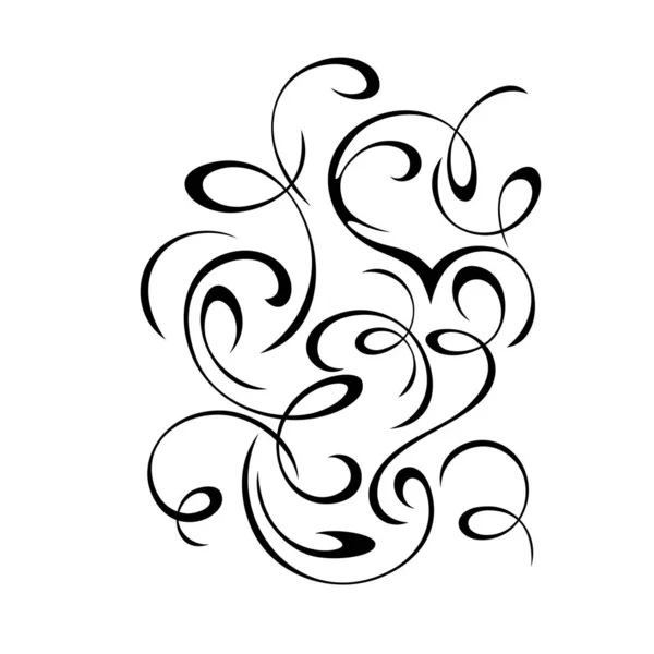 Ornamento Abstrato Decorativo Com Cachos Linhas Pretas Fundo Branco — Vetor de Stock