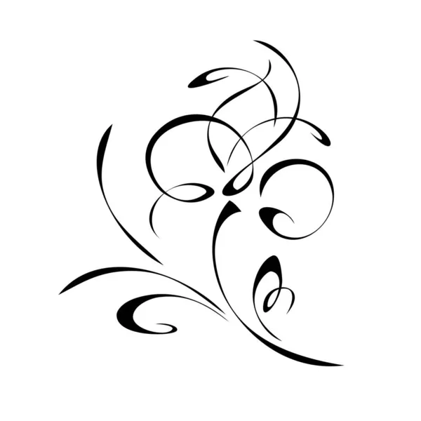 Stilisierte Blume Auf Stiel Schwarzen Linien Auf Weißem Hintergrund — Stockvektor