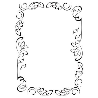 Çiçek süsleriyle dekoratif dikdörtgen çerçeve. grafik dekor