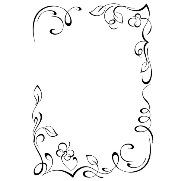 Dekorativní Obdélníkový Rám Květinovými Ozdobami Známkami Grafický Dekor — Stockový vektor