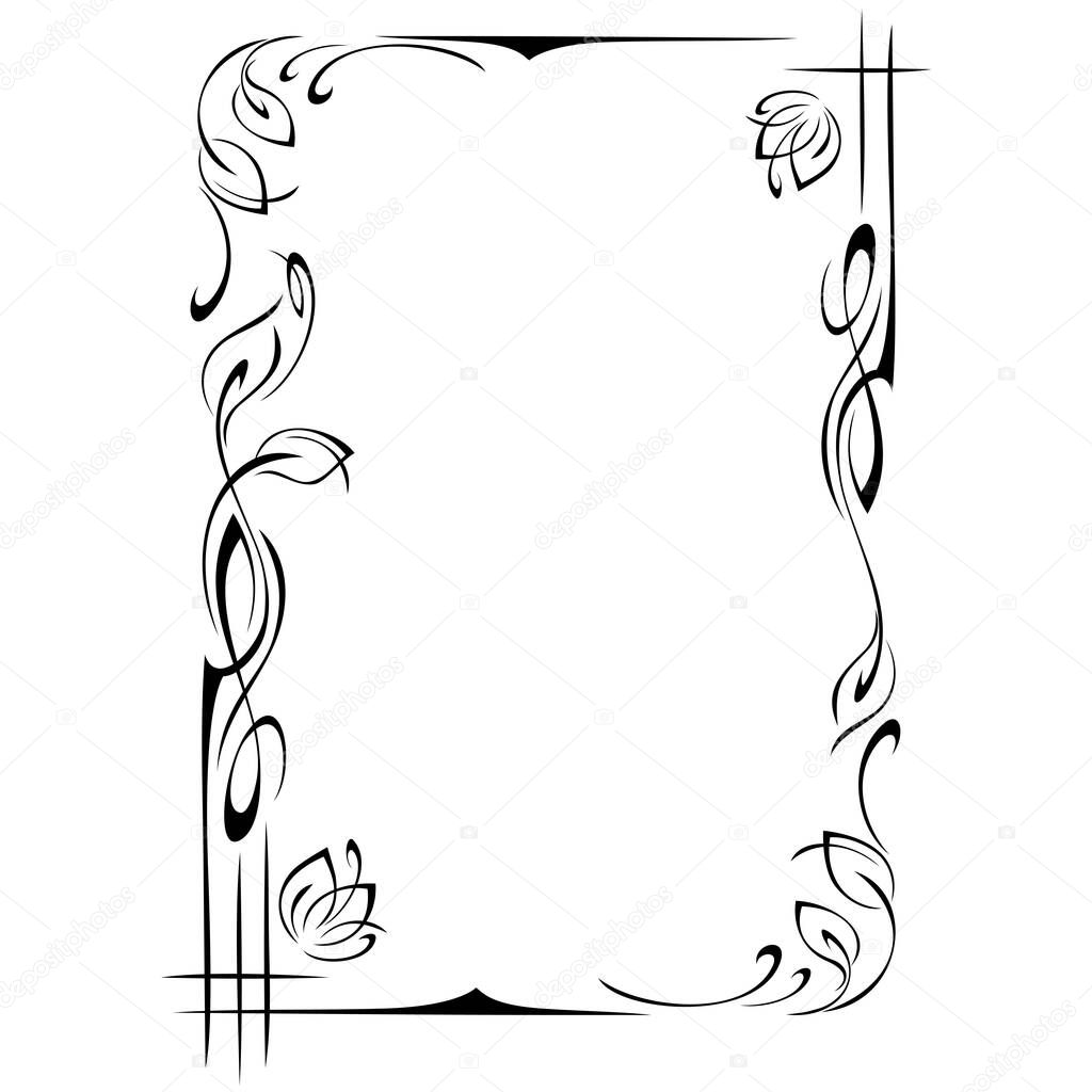 decorative rectangular frame with floral ornaments and vignettes. graphic decor
