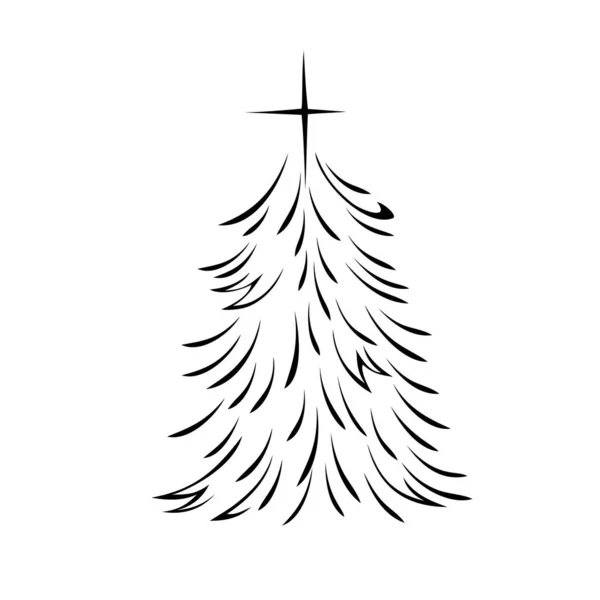 Stilizált Karácsonyfa Egy Csillaggal Tetején Grafikus Dekoráció — Stock Vector