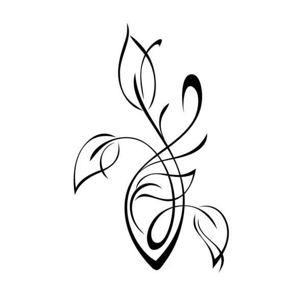 Stilisierter Zweig Mit Blättern Und Locken Grafisches Dekor — Stockvektor