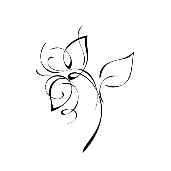 Stiliserad Blomma Stjälk Med Ett Blad Grafisk Inredning — Stock vektor
