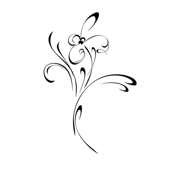 Fleur Abstraite Décorative Sur Une Tige Avec Des Boucles Décor — Image vectorielle
