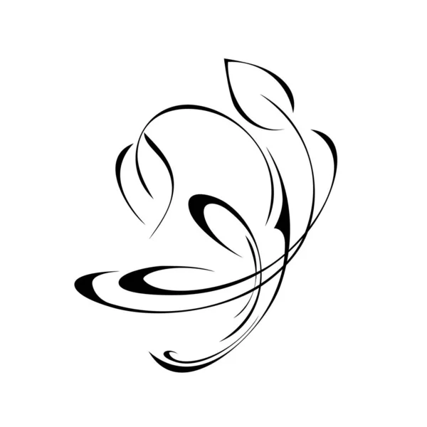 Rameau Abstrait Avec Des Feuilles Lignes Noires Sur Fond Blanc — Image vectorielle