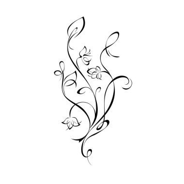 Beyaz arka planda siyah çizgili bukleli çiçek süsü.