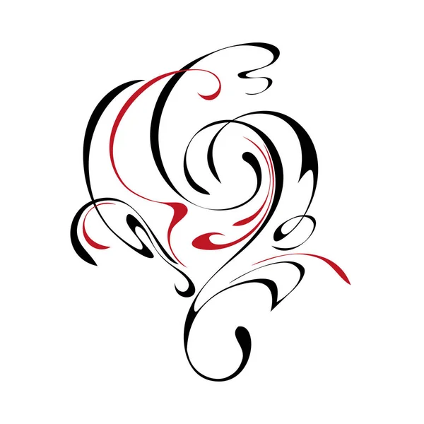 Abstract Pattern Drawn Smooth Black Red Lines White Background — 图库矢量图片