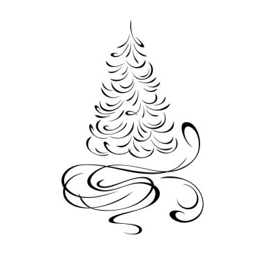Dekoratif unsurlu stilize bir Noel ağacı. grafik dekor