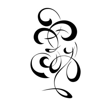 Beyaz arkaplanda kıvrımları olan düz siyah çizgileri olan soyut dekoratif desen