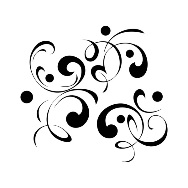 白を基調としたカールのある滑らかな黒線の抽象的な装飾パターン — ストックベクタ