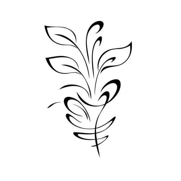 白い背景の黒い線の葉とヴィネットを持つ装飾的な抽象的な要素 — ストックベクタ